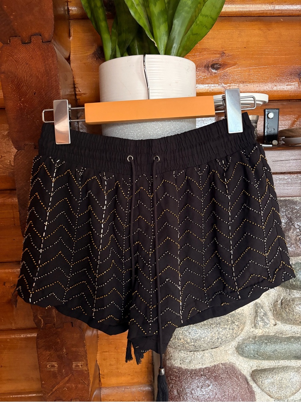 NWT Topshop Embellished Beaded Black Shorts Size 2
